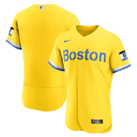 Men's Boston Red Sox Nike Blank Gold-Light Blue 2021 City Connect Jersey