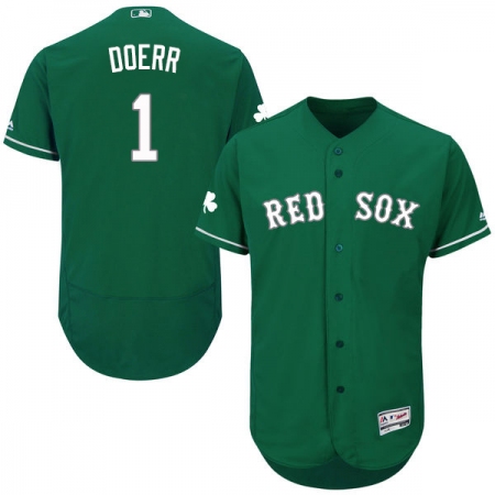 Men's Majestic Boston Red Sox #1 Bobby Doerr Green Celtic Flexbase Authentic Collection MLB Jersey