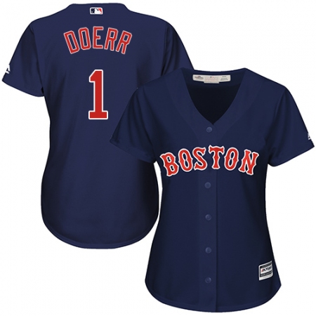 Women's Majestic Boston Red Sox #1 Bobby Doerr Authentic Navy Blue Alternate Road MLB Jersey