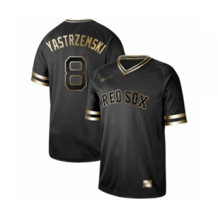Men's Boston Red Sox #8 Carl Yastrzemski Authentic Black Gold Fashion Baseball Jersey