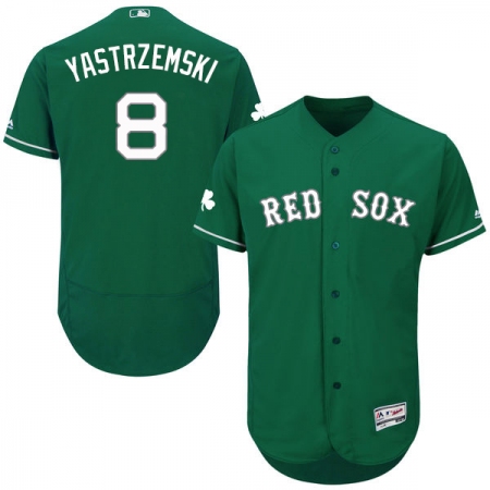 Men's Majestic Boston Red Sox #8 Carl Yastrzemski Green Celtic Flexbase Authentic Collection MLB Jersey