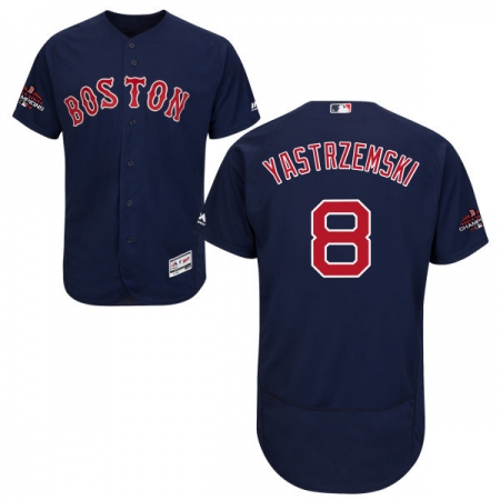 Men's Majestic Boston Red Sox #8 Carl Yastrzemski Navy Blue Alternate Flex Base Authentic Collection 2018 World Series Champions MLB Jersey