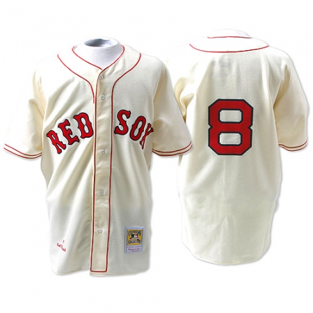 Men's Mitchell and Ness 1967 Boston Red Sox #8 Carl Yastrzemski Authentic Cream Throwback MLB Jersey
