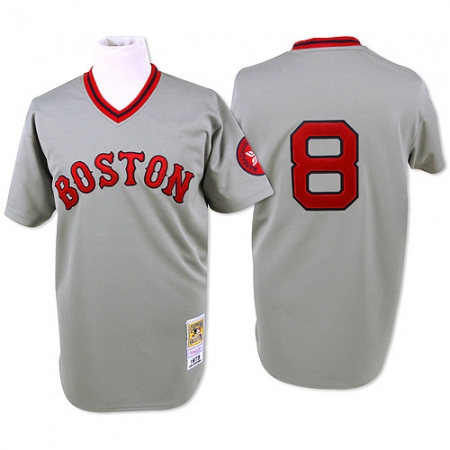 Men's Mitchell and Ness Boston Red Sox #8 Carl Yastrzemski Replica Grey Throwback MLB Jersey