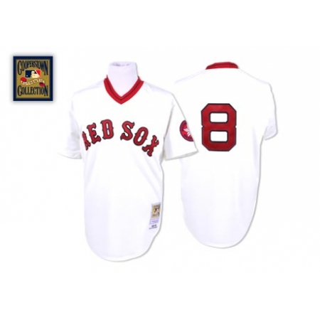 Men's Mitchell and Ness Boston Red Sox #8 Carl Yastrzemski Replica White Throwback MLB Jersey