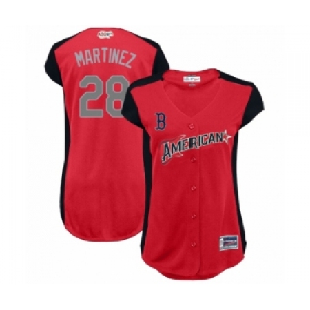 Women's Boston Red Sox #28 J. D. Martinez Authentic Red American League 2019 Baseball All-Star Jersey