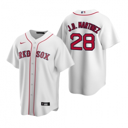 Men's Nike Boston Red Sox #28 J.D. Martinez White Home Stitched Baseball Jersey