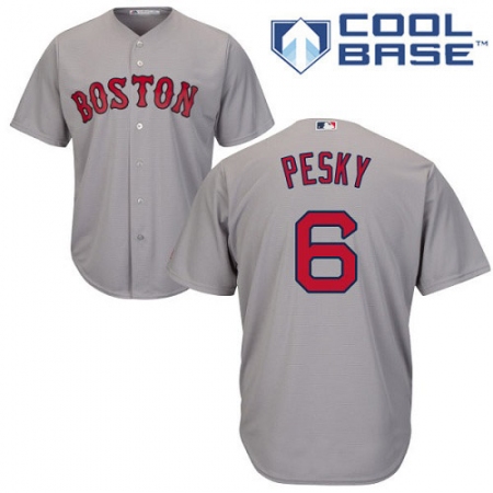 Men's Majestic Boston Red Sox #6 Johnny Pesky Replica Grey Road Cool Base MLB Jersey