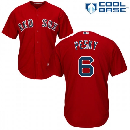 Men's Majestic Boston Red Sox #6 Johnny Pesky Replica Red Alternate Home Cool Base MLB Jersey