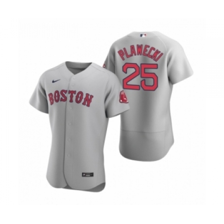 Men's Boston Red Sox #25 Kevin Plawecki Nike Gray Authentic Road Jersey