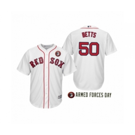 Men's Boston Red Sox 2019 Armed Forces Day Mookie Betts #50 Mookie Betts White Jersey