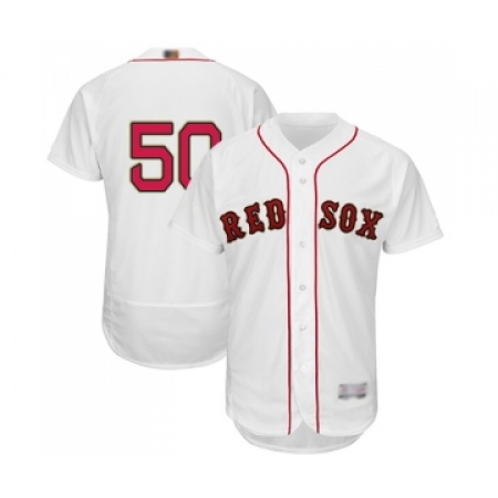 Men's Boston Red Sox #50 Mookie Betts White 2019 Gold Program Flex Base Authentic Collection Baseball Jersey