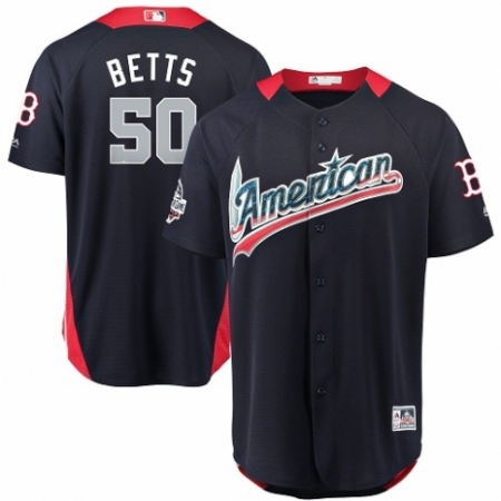 Men's Majestic Boston Red Sox #50 Mookie Betts Game Navy Blue American League 2018 MLB All-Star MLB Jersey