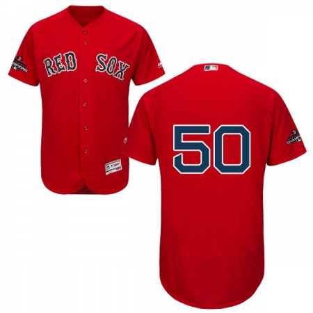 Men's Majestic Boston Red Sox #50 Mookie Betts Red Alternate Flex Base Authentic Collection 2018 World Series Champions MLB Jersey