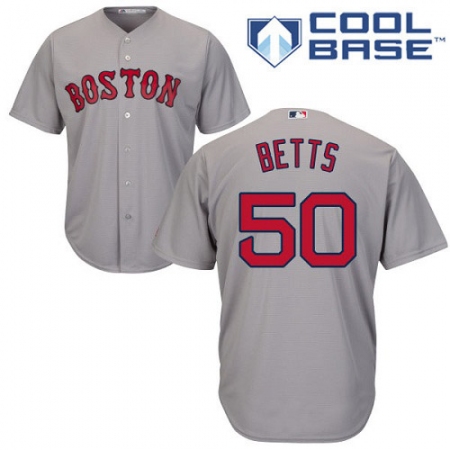 Men's Majestic Boston Red Sox #50 Mookie Betts Replica Grey Road Cool Base MLB Jersey
