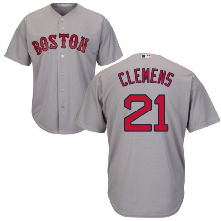 Men's Majestic Boston Red Sox #21 Roger Clemens Replica Grey Road Cool Base MLB Jersey