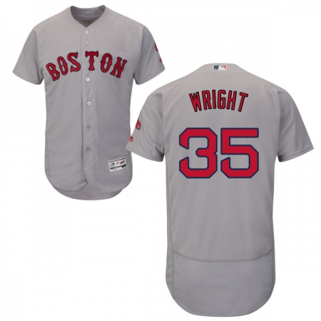 Men's Majestic Boston Red Sox #35 Steven Wright Grey Road Flex Base Authentic Collection MLB Jersey