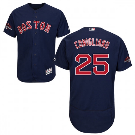 Men's Majestic Boston Red Sox #25 Tony Conigliaro Navy Blue Alternate Flex Base Authentic Collection 2018 World Series Champions MLB Jersey