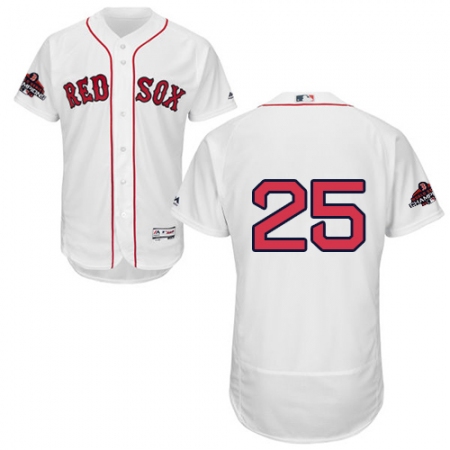 Men's Majestic Boston Red Sox #25 Tony Conigliaro White Home Flex Base Authentic Collection 2018 World Series Champions MLB Jersey
