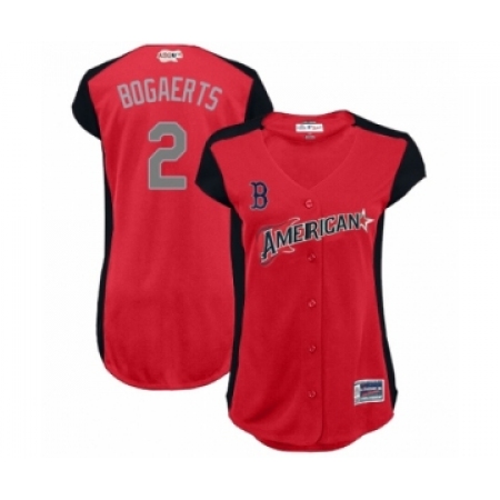 Women's Boston Red Sox #2 Xander Bogaerts Authentic Red American League 2019 Baseball All-Star Jersey